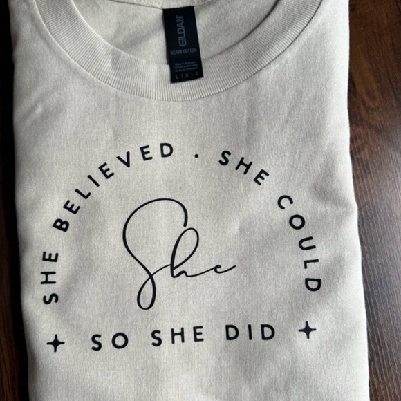 Gildan Beige Graphic Inspirational Women's Tee - Picture 2 of 2